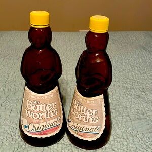 Vintage glass Mrs Butterworth bottles